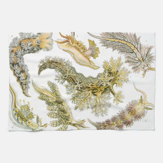 ヴィンテージカタツムリと海のナメクジbyエルンスト・ヘイケル キッチンタオル (横)