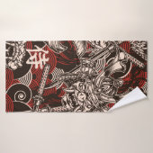 ヴィンテージカタナのスワールと日本のシームレスなパターン バスタオル (バスタオル)