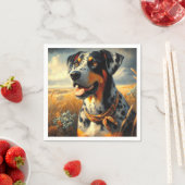 ヴィンテージカタホラレオパード絵画ドッグ スタンダードカクテルナプキン (インサイチュ)