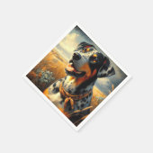 ヴィンテージカタホラレオパード絵画ドッグ スタンダードカクテルナプキン (角)