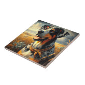 ヴィンテージカタホラレオパード絵画ドッグ タイル (側面)