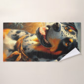 ヴィンテージカタホラレオパード絵画ドッグ バスタオル (バスタオル)