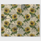 ヴィンテージカタログとひまわり ラッピングペーパー (フラット)