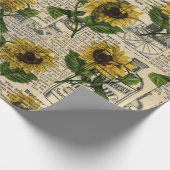 ヴィンテージカタログとひまわり ラッピングペーパー (角)