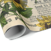 ヴィンテージカタログとひまわり ラッピングペーパー (ロールコーナー)