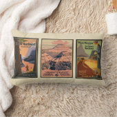 ヴィンテージカッコいいに3つの古い旅行ポスターを日焼け ランバークッション (ブランケット)