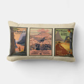 ヴィンテージカッコいいに3つの古い旅行ポスターを日焼け ランバークッション (正面)