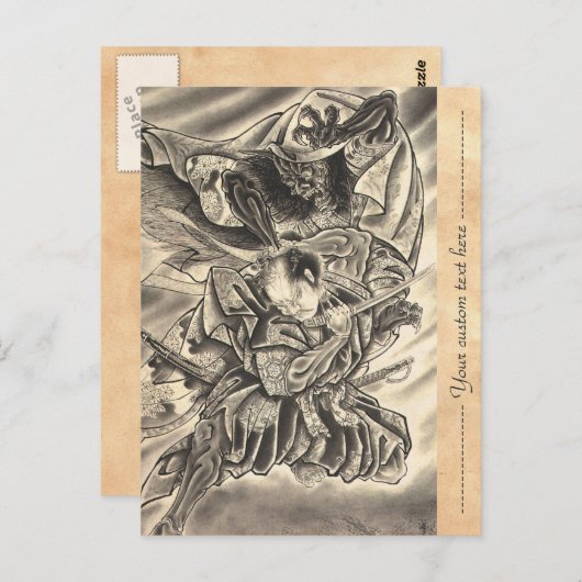 ヴィンテージカッコいいの鬼侍が入れ墨をする ポストカード (正面/裏面)