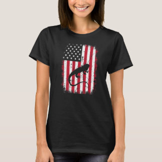 ヴィンテージカッコいいイグアナ動物レトロアメリカ国旗 Tシャツ