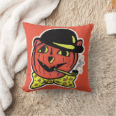 ヴィンテージカッコいいジャックオランタンキャットハロウィンカボチャ クッション (ブランケット)