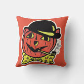 ヴィンテージカッコいいジャックオランタンキャットハロウィンカボチャ クッション (裏面)