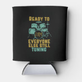 ヴィンテージカッコいいドラマーのドラムプレーヤーがジャム準備 缶クーラー (正面)