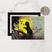 ヴィンテージカッコいいハロウィンホリデーブラックキャットフクロウ ノートカード (正面/裏面インサイチュ)