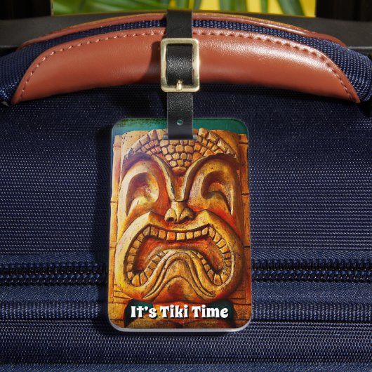 ヴィンテージカッコいいハワイティキタイム顔おもしろいタイポグラフィ ラゲッジタグ (正面インサイチュ2)