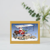 ヴィンテージカッコいいバイプレーンサンタクロース シーズンポストカード (スタンド正面)