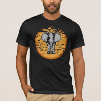 ヴィンテージカッコいい太陽とゾウ Tシャツ
