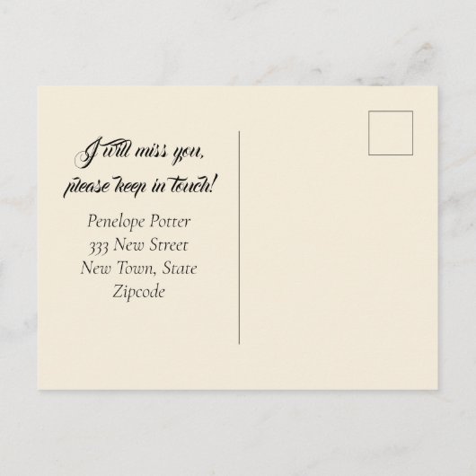 ヴィンテージカッコいい手持ちカード移動告知 ポストカード (裏面)