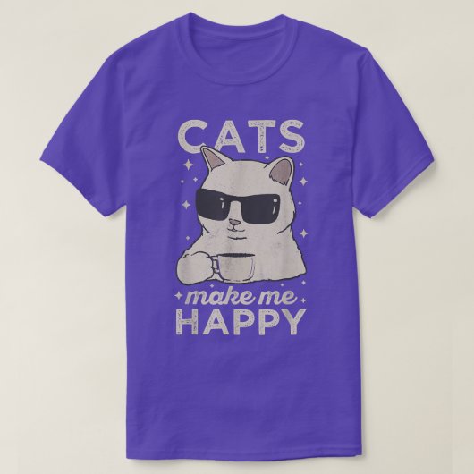 ヴィンテージカッコいい猫おもしろいが幸せになるC Tシャツ (デザイン正面)