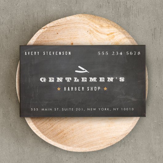 ヴィンテージカッコいい理容師ショップストレートカミソリ 名刺