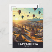 ヴィンテージカッパドシアトルコ熱気球旅行 ポストカード (正面/裏面)