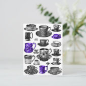 ヴィンテージカップとソーサーズブルー ポストカード (スタンド正面)