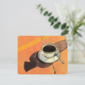 ヴィンテージカップのコーヒー、ソーサー、スプーン、レトロダイナー (スタンド正面)