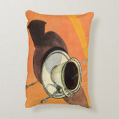 ヴィンテージカップのコーヒー、ソーサー、スプーン、レトロダイナー アクセントクッション (裏面(縦))