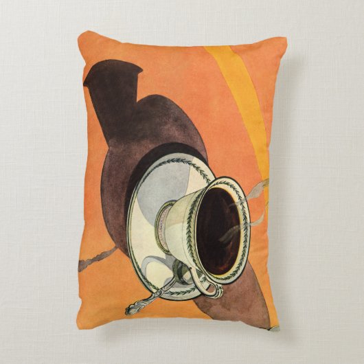 ヴィンテージカップのコーヒー、ソーサー、スプーン、レトロダイナー アクセントクッション (裏面(縦))