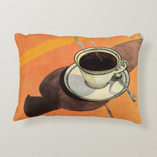 ヴィンテージカップのコーヒー、ソーサー、スプーン、レトロダイナー アクセントクッション (裏面)