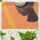 ヴィンテージカップのコーヒー、ソーサー、スプーン、レトロダイナー キッチンタオル (折り畳み)