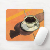 ヴィンテージカップのコーヒー、ソーサー、スプーン、レトロダイナー マウスパッド (マウス)