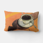 ヴィンテージカップのコーヒー、ソーサー、スプーン、レトロダイナー ランバークッション (裏面)