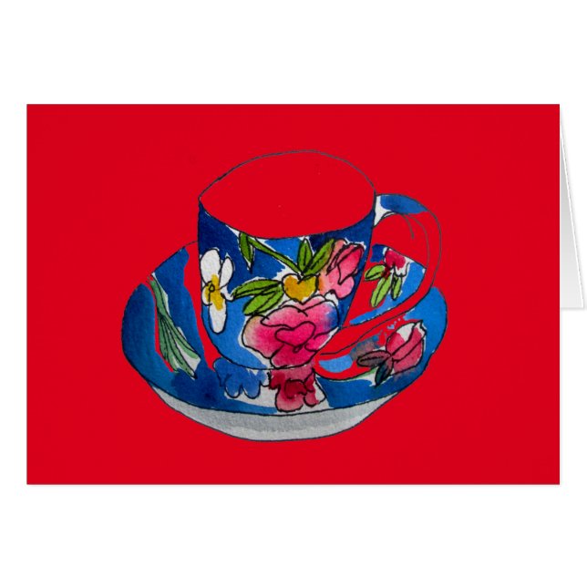 ヴィンテージカップオリジナル水彩イラストレーション (正面横)