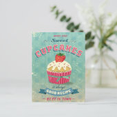 ヴィンテージカップケーキのイラストレーション ポストカード (スタンド正面)