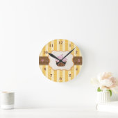 ヴィンテージカップケーキの背景 ラウンド壁時計 (ホーム)