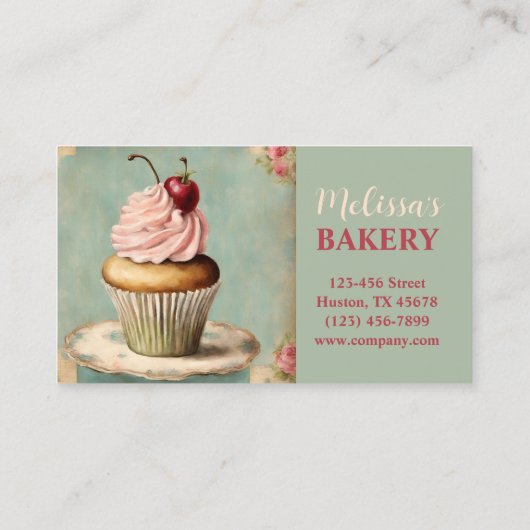ヴィンテージカップケーキベイカーケータリングベーカリー 名刺 (裏面)