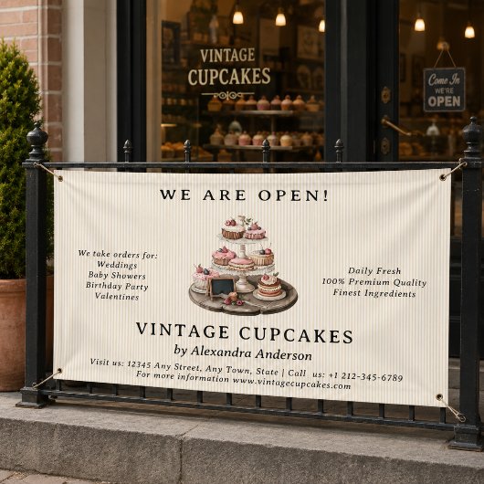 ヴィンテージカップケーキベーカリースイーツ 横断幕