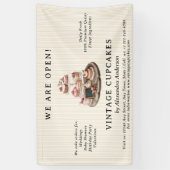 ヴィンテージカップケーキベーカリー菓子 横断幕 (縦)