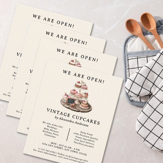 ヴィンテージカップケーキレトロベーカリー菓子 チラシ