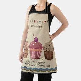 ヴィンテージカップケーキ引用文バンティングおもしろい素朴ストーン エプロン