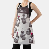 ヴィンテージカップケーキ模様、カスタム文字エプロン エプロン (インサイチュ)