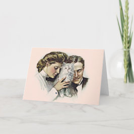 ヴィンテージカップルと白い猫グリーティングカード カード