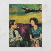 ヴィンテージカップルのソファ飛行機の空 ポストカード (正面)