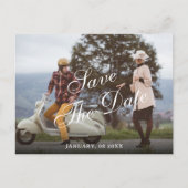 ヴィンテージカップルの結婚式は日付を保存 ポストカード (正面)