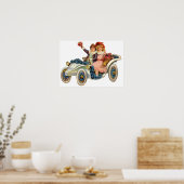 ヴィンテージカップルの花のカートのポスター ポスター (キッチン)