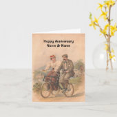 ヴィンテージカップルサイクリングハッピー記念日 カード (黄色い花)