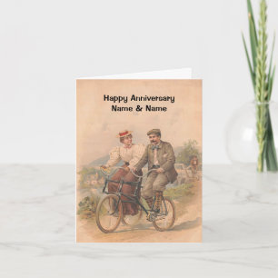ヴィンテージカップルサイクリングハッピー記念日 カード