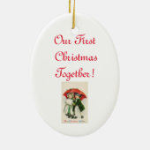 ヴィンテージカップル初めてのクリスマス セラミックオーナメント (裏面)