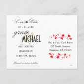 ヴィンテージカップル日付テンプレートの保存 案内ポストカード (裏面)