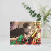 ヴィンテージカップル日付テンプレートの保存 案内ポストカード (スタンド正面)